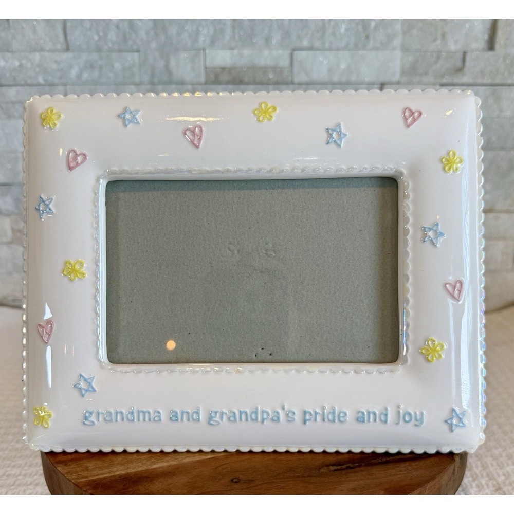 Russ "Grandma & Grandpa's Pride & Joy" 4"x 6" Baby Photo Ceramic Frame Decor 557
